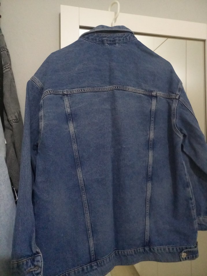 Düğmeli Gri Mavi Kadın Denim Ceket - Görsel 3