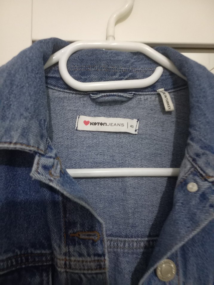 Düğmeli Gri Mavi Kadın Denim Ceket - Görsel 2