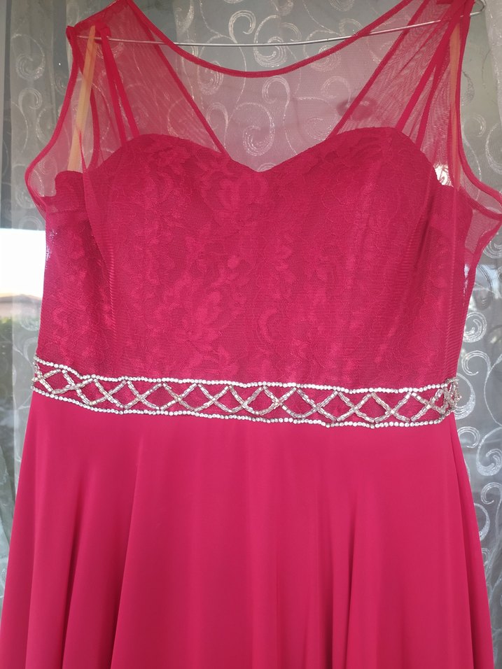 Bordo Uzun Abiye Elbise V Yaka Drapeli - Görsel 4