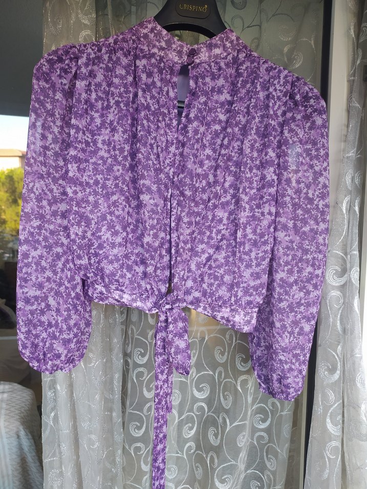 Uzun Kollu Mor Bohem Bluz - Görsel 3