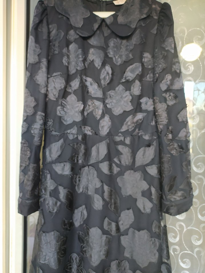 Siyah Uzun Kollu Gotik Kadın Elbise - Görsel 4