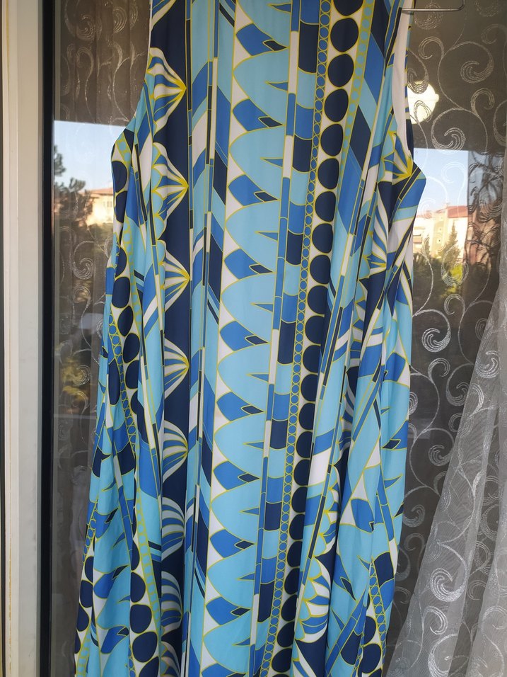 Mavi Desenli Bohem Hamile Tunik - Görsel 3