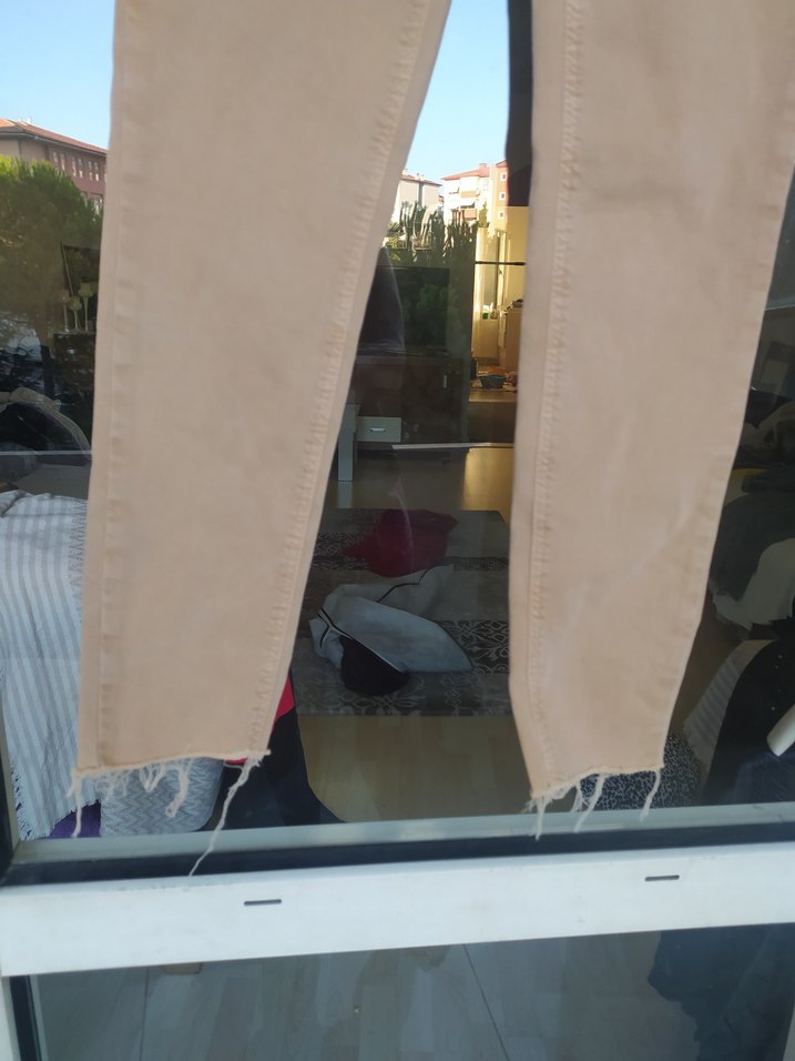 Bej Kemerli Dar Kesim Midi Kot Pantolon - Görsel 3