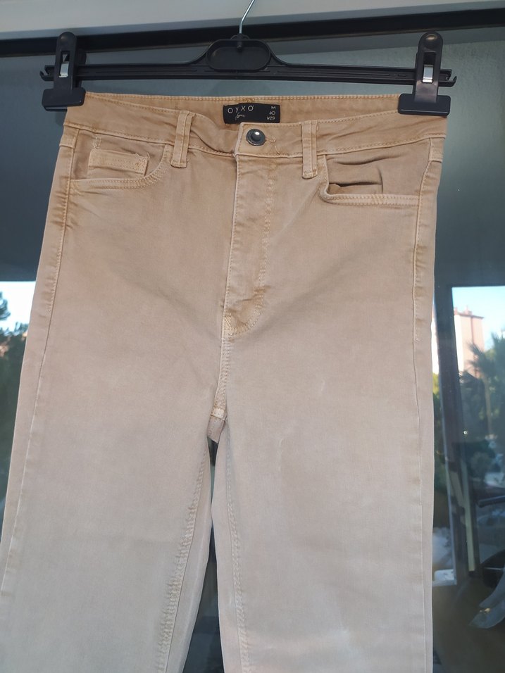 Bej Kemerli Dar Kesim Midi Kot Pantolon - Görsel 2