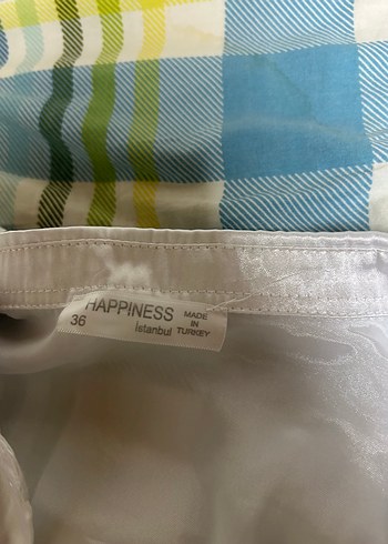 Happiness Düğmeli Beyaz Saten Kadın Gömlek