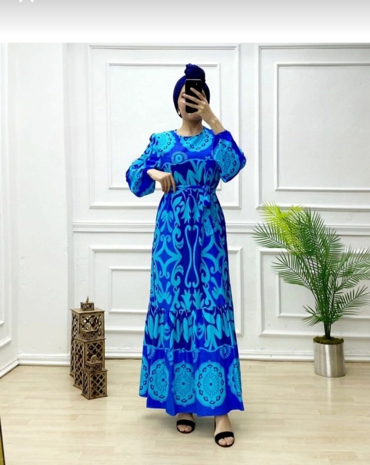 Mavi Bohem Uzun Salaş Elbise - Görsel 2