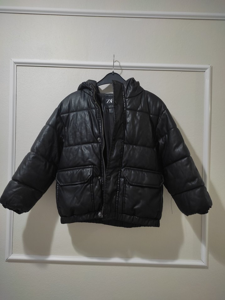 Zara Siyah Deri Fermuarlı Ceket - Görsel 2