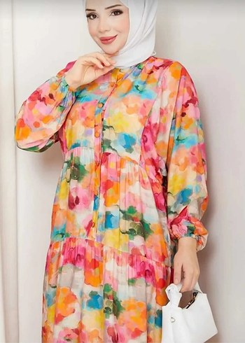 Bohem Tarz Çok Renkli Uzun Elbise - Görsel 2