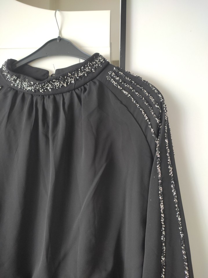 taşlı Detaylı Siyah Uzun Abiye Elbise - Görsel 3