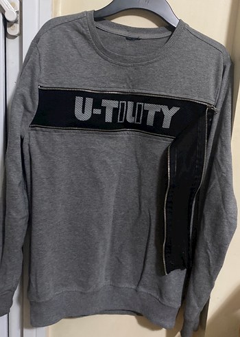 Gri Deri Detaylı Kadın Sweatshirt - Görsel 4