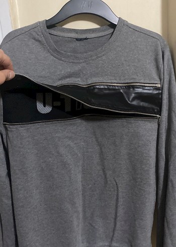 Gri Deri Detaylı Kadın Sweatshirt - Görsel 3