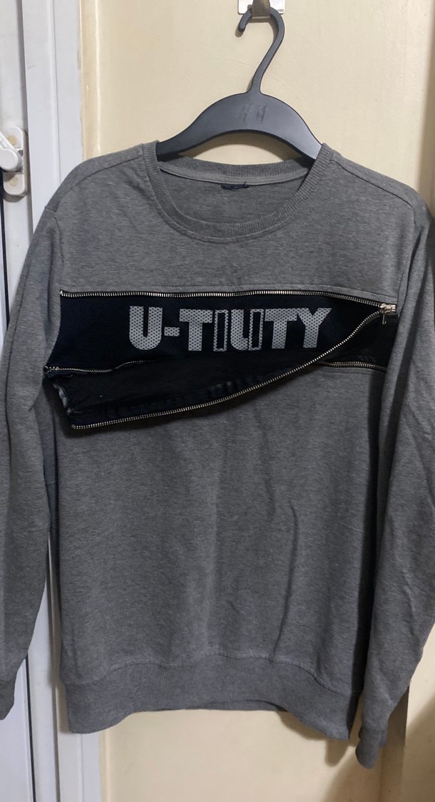 Gri Deri Detaylı Kadın Sweatshirt - Görsel 2