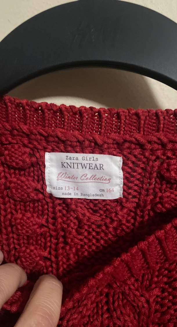 Koyu Kırmızı Örgü Bohem Kadın Kazak - Görsel 3