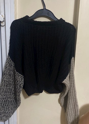 Gri ve Siyah Örgü Kadın Kazak - Görsel 4