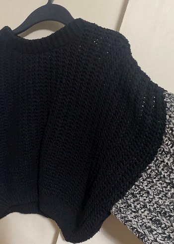 Gri ve Siyah Örgü Kadın Kazak - Görsel 2