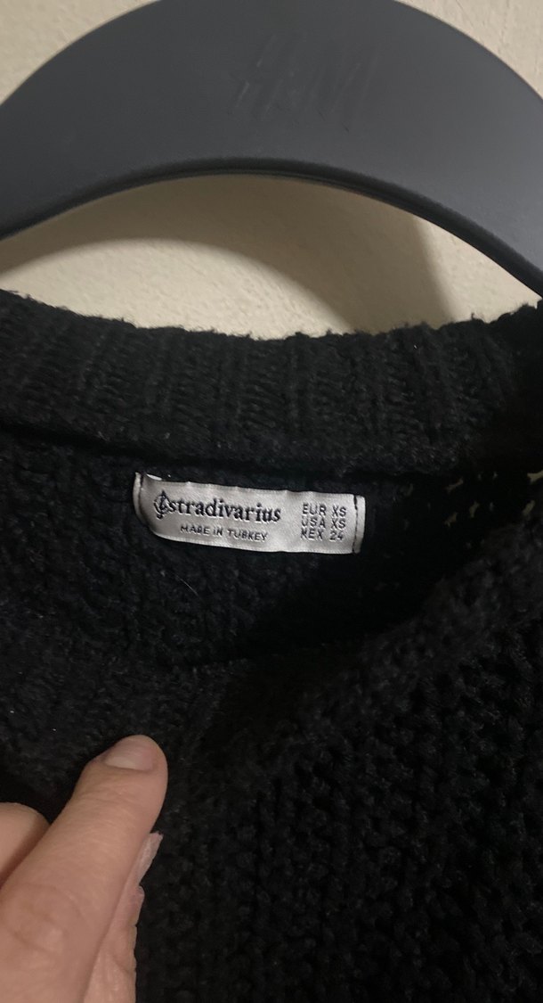 Gri ve Siyah Örgü Kadın Kazak - Görsel 3