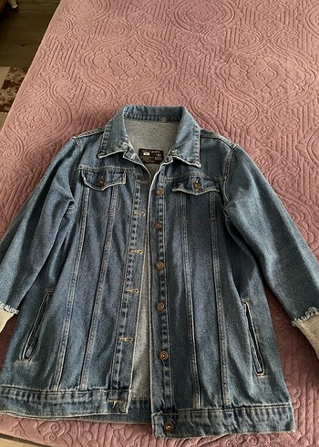 Düğmeli Mavi Midi Denim Ceket