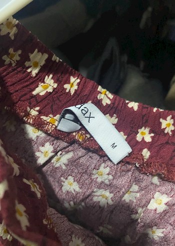 Bordo Çiçek Desenli Uzun Etek - Görsel 2