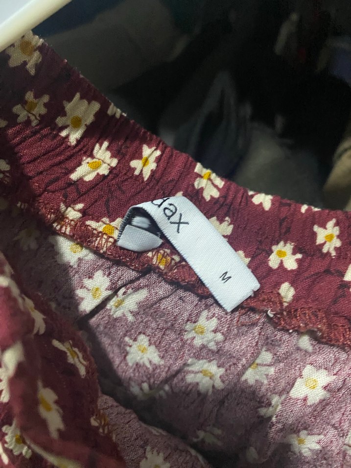 Bordo Çiçek Desenli Uzun Etek - Görsel 2