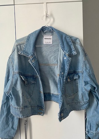 Bershka Mavi Düğmeli Kadın Denim Ceket