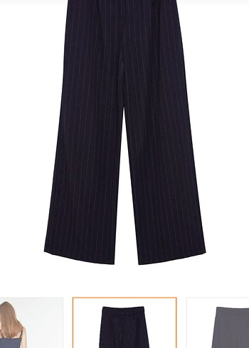 Çizgili Lacivert Kumaş Pantolon - Görsel 4