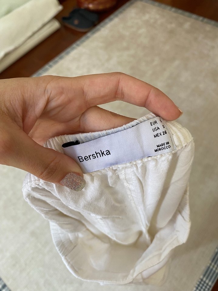 Bershka beyaz keten pantolon - Görsel 3