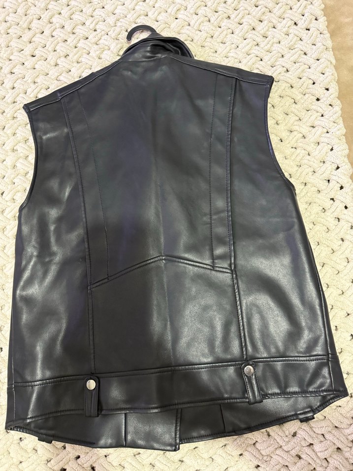 Bershka Deri Kolsuz Biker Yelek - Görsel 4