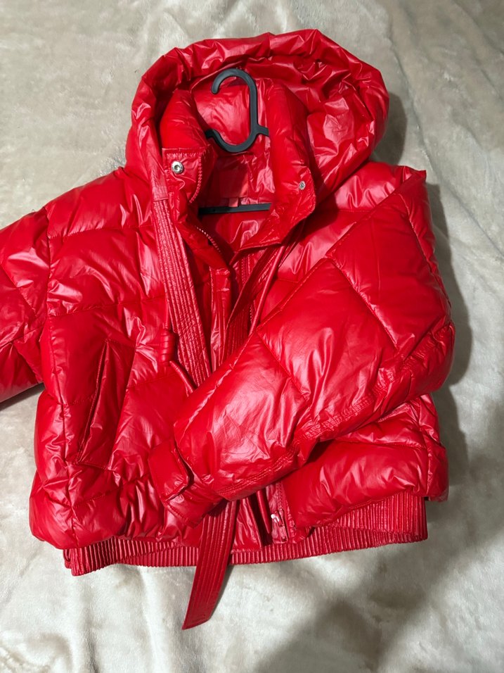 TWİST Parlak Kırmızı Mini Şişme Kadın Kışlık Mont - Görsel 3