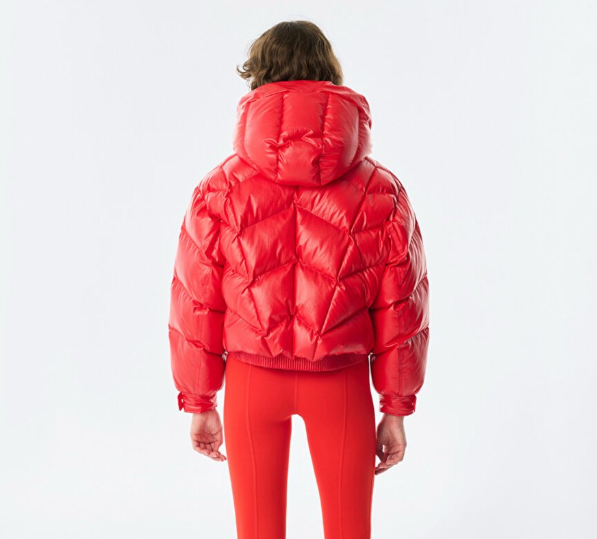 TWİST Parlak Kırmızı Mini Şişme Kadın Kışlık Mont - Görsel 2