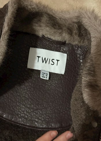 TWİST Kahverengi Kürklü Kadın Deri Ceket - Görsel 3