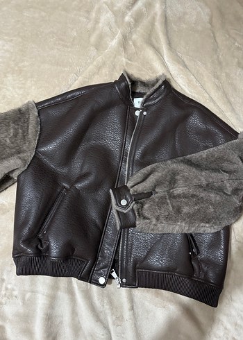 TWİST Kahverengi Kürklü Kadın Deri Ceket - Görsel 2