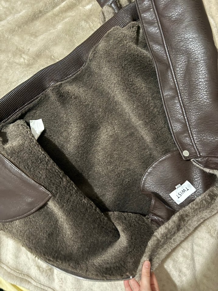 TWİST Kahverengi Kürklü Kadın Deri Ceket - Görsel 5