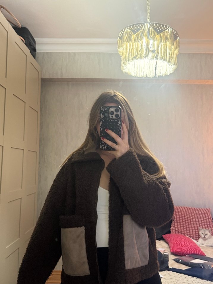 Kahverengi Tüylü Kadın Ceket - Görsel 3