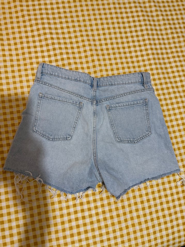 Düğmeli Mavi Mini Denim Şort - Görsel 2