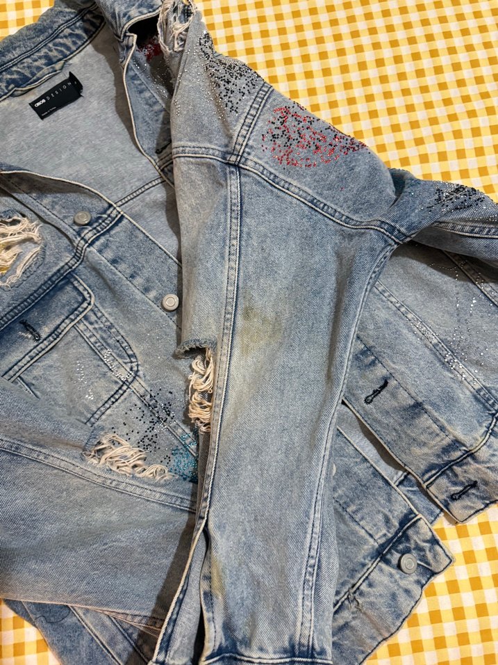 Nakışlı Mavi Kadın Denim Ceket - Görsel 3