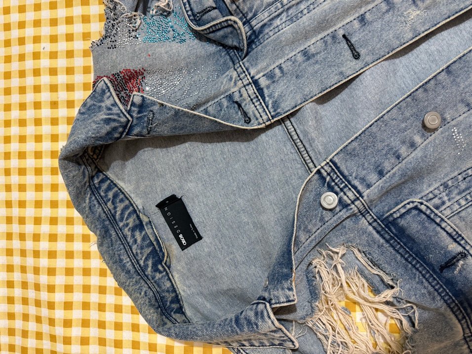 Nakışlı Mavi Kadın Denim Ceket - Görsel 2