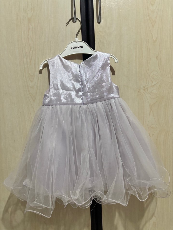 Mor Çiçek Detaylı Klasik Kız Elbisesi - Görsel 2