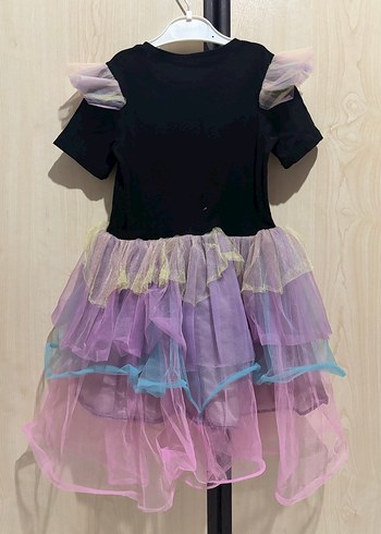 Kız Çocuk Renkli Fırfırlı Goth Elbise - Görsel 2