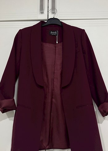 Bordo Düğmeli Kadın Blazer Ceket