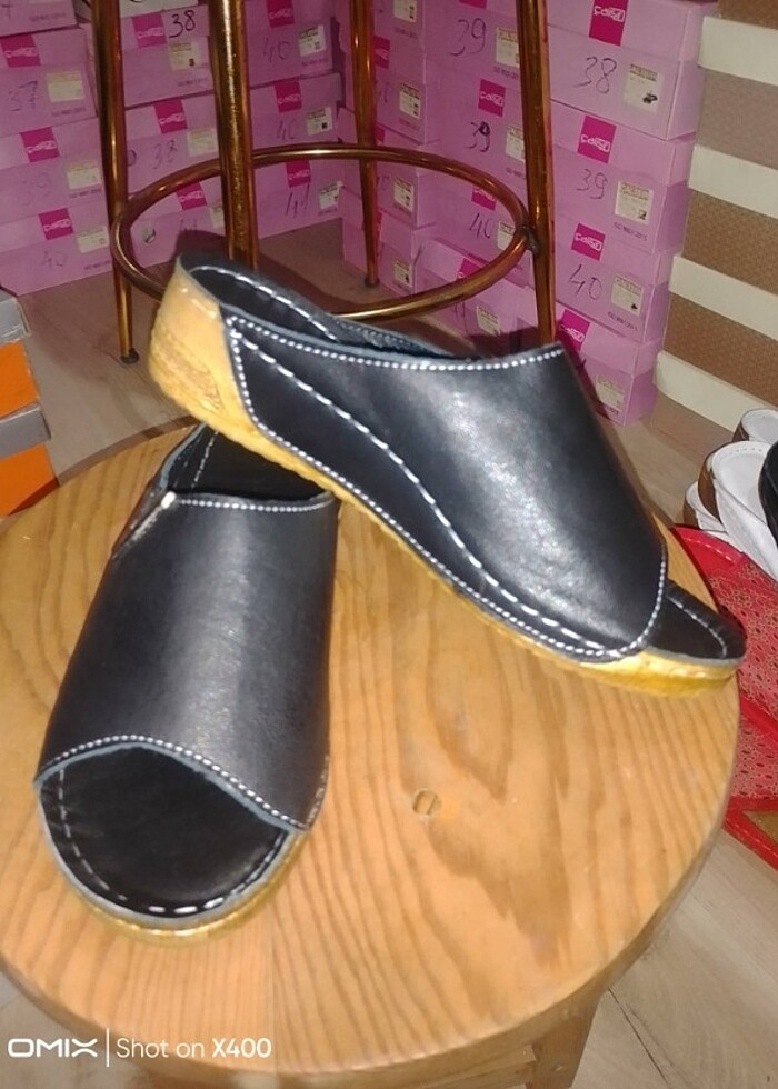 Gerçek deri siyah platform ayakkabı - Görsel 2