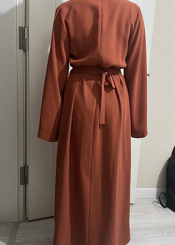 Uzun Kahverengi tesettür Elbise - Görsel 2