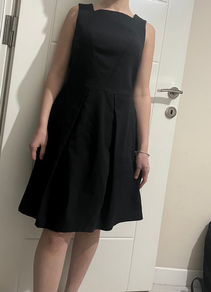 Siyah Pilili Midi Kadın Elbise - Görsel 2