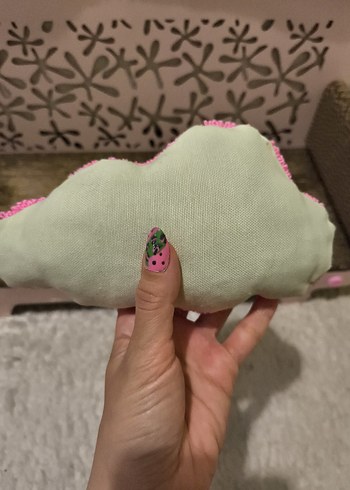 Bulut Şekilli Pembe Dekor Yastık - Görsel 2