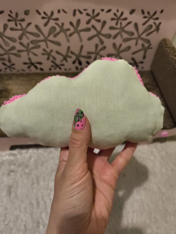 Bulut Şekilli Pembe Dekor Yastık - Görsel 2