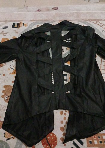 Siyah Deri Kadın Ceket, Fermuarlı, Midi Boy - Görsel 2