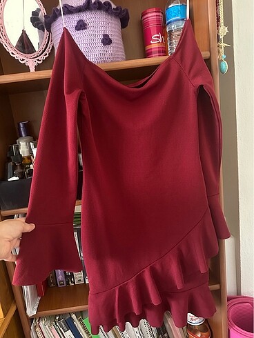 s Beden Bordo elbise