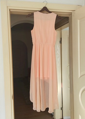 Pudra Renkli Uzun Salaş Abiye Elbise - Görsel 5