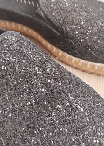 Siyah Dantelli Kadın babet sandalet - Görsel 2