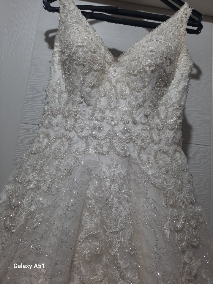 V Yaka Beyaz A Kesim Uzun Gelinlik36 beden - Görsel 4