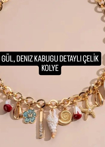 Altın Renkli Zincir Detaylı Mini Bohem Kolye